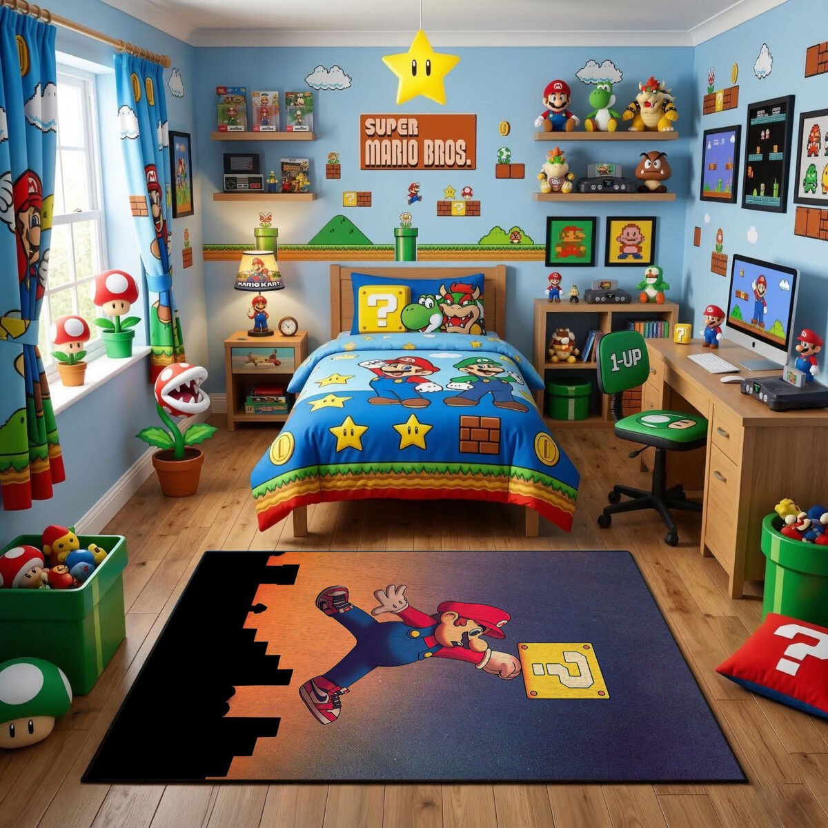 Super Mario Jump Rug - Mario Gaming Area Rug - Nintendo Kids Bedroom Carpet - Image 3