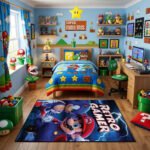 Mario Sonic Retro Gamer Rug - Super Mario Gaming Area Rug - Kids Game Room Carpet - Image 2