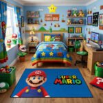 Super Mario Blue Gamer Rug - Mario Kids Room Gaming Rug - Super Mario Bedroom Carpet - Image 2