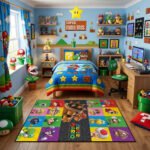 Super Mario Characters Rug - Mario Game Room Area Rug - Kids Mario Gaming Carpet - Image 3