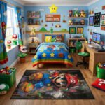 Super Mario Art Gamer Rug - Mario Paint Splash Gaming Rug - Mario Kids Room Carpet - Image 3