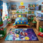 Super Mario Galaxy Gamer Rug - Mario Adventure Game Room Rug - Kids Mario Carpet - Image 2