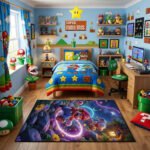 Super Mario Adventure Rug - Mario Fantasy Gaming Rug - Kids Mario Game Room Carpet - Image 2