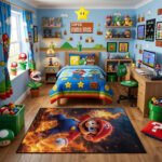 Super Mario Fire Power Rug - Mario Gaming Room Rug - Kids Mario Gamer Carpet - Image 3