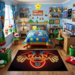 Neon Super Mario Rug – Glowing Mario Gaming Room Area Rug for Kids - Image 2