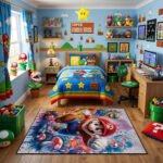 Super Mario Rug - Mario Luigi Gaming Area Rug - Video Game Bedroom Carpet - Gamer Room Decor - Image 2