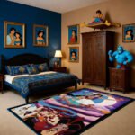Aladdin Magic Carpet Area Rug, Jasmine & Aladdin Character Design, Arabian Palace Rug for Bedroom Living Room