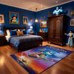 Aladdin Magic Carpet Area Rug, Genie & Jasmine Design, Arabian Fantasy Rug for Bedroom Living Room Decor - Image 3