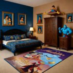 Aladdin & Agrabah Palace Magic Carpet Area Rug - Genie, Jafar & Jasmine Design, Fantasy Arabian Nights Decor for Bedroom & Playroom
