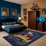 Aladdin Magic Carpet Area Rug, Arabian Palace Cartoon Design, Soft Non-Slip Decorative Rug for Bedroom & Living Room