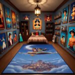 Aladdin & Jasmine Magic Carpet Area Rug - Agrabah Night Sky & Crescent Moon Design, Fantasy Starlit Decor for Bedroom & Living Room - Image 2