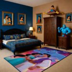 Aladdin & Jasmine Romantic Area Rug - Genie Magical Sky Design, Fantasy Bedroom Decor for Couples, Kids & Disney Fans