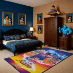 Aladdin Magic Carpet Area Rug - Cave of Wonders & Genie Design, Vibrant Sunset Fantasy Decor for Bedroom, Living Room & Kids