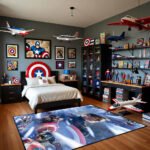 Captain America Avenger Rug - Washable Anti-Skid Floor Decor for Playroom & Man Cave