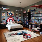 Captain America Blueprint Action Shield Rug – Marvel Superhero Art Area Rug