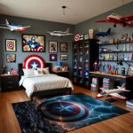 Captain America Thunder Shield Rug – Marvel Superhero Storm Art Area Rug