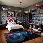 Captain America Shield Cosmic Battle Rug – Superhero Bedroom Area Rug for Kids