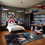 Captain America Heroic Shield Battle Rug – Marvel Superhero Bedroom Area Rug