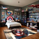 Captain America Shield Throw Battle Rug – Marvel Superhero Bedroom Area Rug