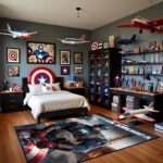 Captain America Paris Battle Hero Rug – Marvel Superhero Bedroom Area Rug