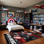 Captain America Leader Soldier Legend Rug – Marvel Superhero Bedroom Area Rug