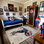 Captain America Blueprint Action Shield Rug – Marvel Superhero Art Area Rug - Image 3