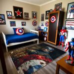 Captain America Hero Portrait Shield Rug – Marvel Superhero Bedroom Area Rug - Image 3