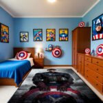 Captain America Grunge Shield Hero Rug – Marvel Superhero Bedroom Area Rug - Image 2