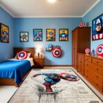 Captain America Blueprint Action Shield Rug – Marvel Superhero Art Area Rug - Image 2