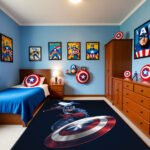 Captain America Lightning Shield Action Rug – Marvel Superhero Bedroom Area Rug