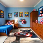 Captain America Shield Throw Battle Rug – Marvel Superhero Bedroom Area Rug - Image 2