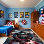 Captain America Paris Battle Hero Rug – Marvel Superhero Bedroom Area Rug - Image 2