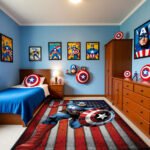 Captain America American Flag Hero Rug – Marvel Superhero Bedroom Area Rug - Image 2