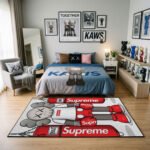 KAWS x Supreme Boxing Area Rug - Hypebeast Everlast Punching Bag Design, Modern Streetwear Bedroom & Gaming Room Decor for Collectors - Image 3