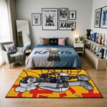 KAWS Inspired 'Together' Street Art Area Rug - Bold Urban Mashup Design, Modern Collector Bedroom & Gaming Lair Floor Decor - Image 3