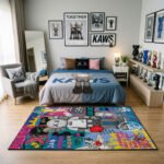 KAWS Pop Art Graffiti Area Rug - Urban Street Art Companion Design, Modern Collector Bedroom & Gaming Room Floor Mat, Edgy Hypebeast Decor - Image 3
