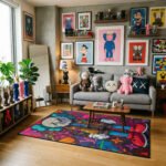 KAWS Hypebeast Luxury Monogram Area Rug - Graffiti Street Art Companion Design, Modern Bedroom & Collector Lair Floor Decor - Image 2