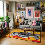 KAWS Inspired 'Together' Street Art Area Rug - Bold Urban Mashup Design, Modern Collector Bedroom & Gaming Lair Floor Decor - Image 2