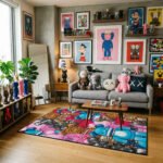 KAWS Hypebeast Pattern Mashup Area Rug - Vibrant Leopard, Tiger & Designer Street Art Design, Modern Bedroom & Collector Room Floor Mat - Image 2