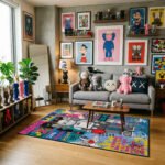 KAWS Pop Art Graffiti Area Rug - Urban Street Art Companion Design, Modern Collector Bedroom & Gaming Room Floor Mat, Edgy Hypebeast Decor - Image 2