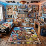 One Piece Straw Hat Crew "Pirate King" Area Rug - Iconic Anime Scene & Quote Design, Modern Bedroom & Gaming Room Decor, Soft Non-Slip Mat