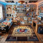 One Piece Luffy 3D Wanted Poster Area Rug - 3 Billion Bounty Design, Modern Anime Bedroom & Gaming Room Decor, Soft Non-Slip Floor Mat