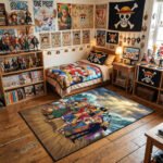 One Piece Straw Hat Crew Sunset Voyage Area Rug - Cinematic Golden Hour Ocean Design, Modern Anime Bedroom & Gaming Room Decor, Soft Rug - Image 3