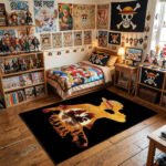 One Piece Luffy Silhouette "Journey" Area Rug - Golden Sunset Crew & Thousand Sunny Design, Modern Anime Bedroom & Gaming Room Floor Decor - Image 3