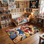 One Piece Luffy Action Hero Area Rug - Straw Hat Crew Shard Design, Vibrant Anime Bedroom & Gaming Room Decor, Soft Non-Slip Floor Mat - Image 3
