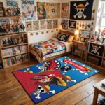 One Piece x Supreme Hypebeast Area Rug - Luffy Shark Hoodie & Bape Style Mashup Design, Modern Anime Bedroom & Gaming Room Collector Decor - Image 3