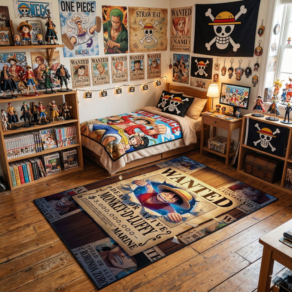 One Piece Luffy 3D Wanted Poster Area Rug - 3 Billion Bounty Design, Modern Anime Bedroom & Gaming Room Decor, Soft Non-Slip Floor Mat - Image 3