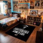 One Piece Minimalist Luffy Silhouette Area Rug - Monochrome Crew Member Panels & Thousand Sunny Design, Modern Anime Bedroom & Gaming Decor - Image 2