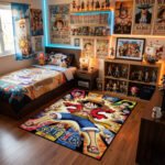 One Piece Luffy Action Hero Area Rug - Straw Hat Crew Shard Design, Vibrant Anime Bedroom & Gaming Room Decor, Soft Non-Slip Floor Mat - Image 2