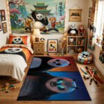 Kung Fu Panda Po vs Kai Spirit Realm Area Rug - Epic Battle Yin-Yang Design, Modern Kids Bedroom & Playroom Decor, Soft Non-Slip Floor Mat